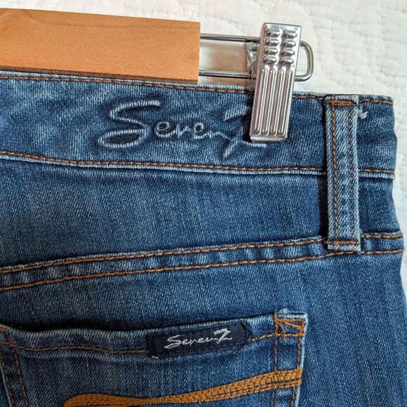 Vintage Y2K Seven7 Jeans Low Rise Flare Denim Dark Wash Preppy Size 4 - Picture 7 of 9